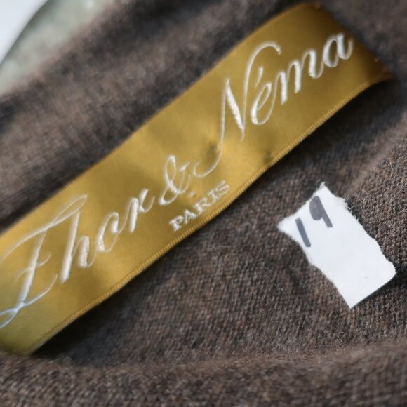 Womens Zhor & Nema Paris Taupe Black V-Neck Wool Cashmere Lace Cardigan M - Picture 11 of 15